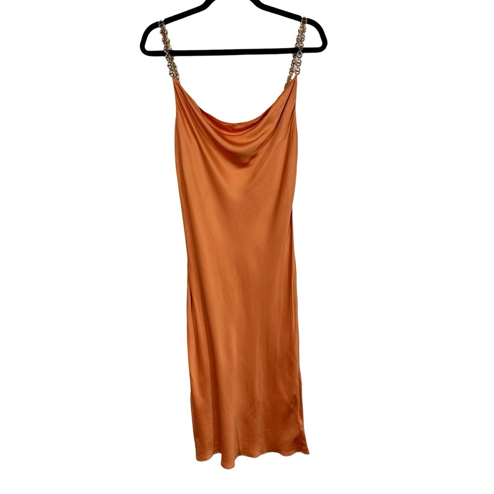L'AGENCE Amina Cowl Neck Chain MIDI Slip Dress - Picture 8 of 10